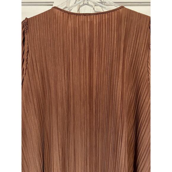 FREE PEOPLE Can't Help It Plisse Mini Dress In Clay Pink Size Large Boho Dreamy - Picture 12 of 15